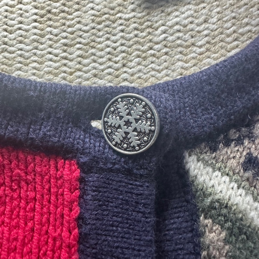 Northern Reflections Cardigan Sweater Womens L Large Multicolor Winter Patchwork - Picture 7 of 12